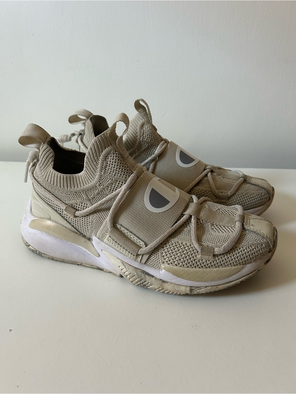 Champion Women's Taupe Slip-On Knit Athletic Sneakers